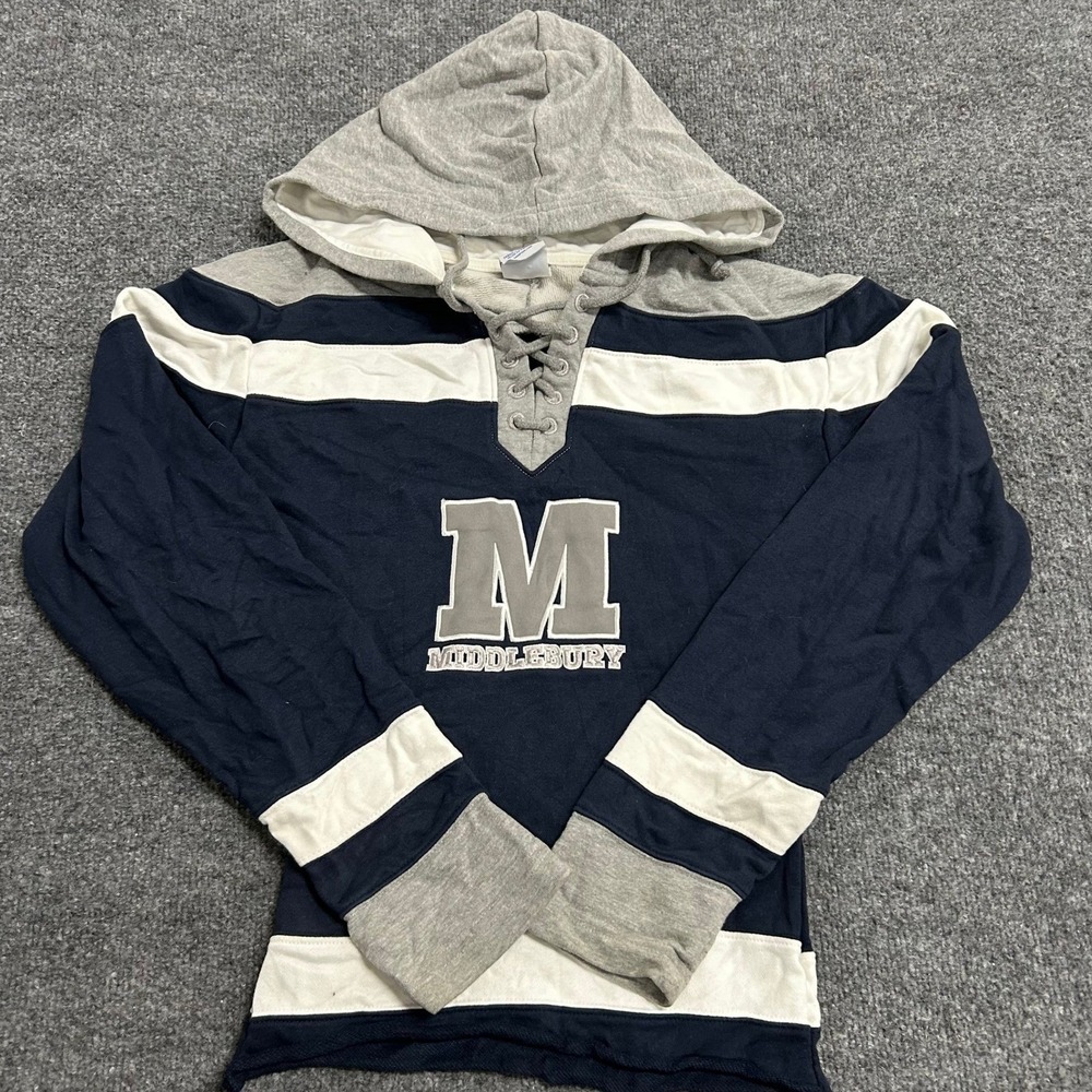 Champion Hoodie Womens Size XS Navy Blue Middlebury Panthers Lace Up Collegiate